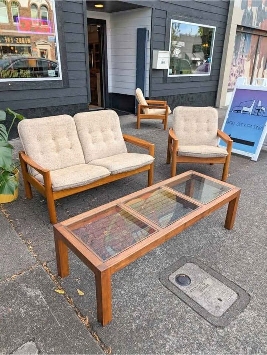 MCM Danish Modern Teak & Glass Rectangular Coffee Table