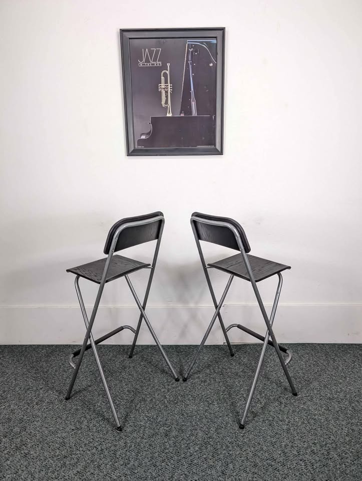 Vintage Pair of Black IKEA Franklin Folding Barstools
