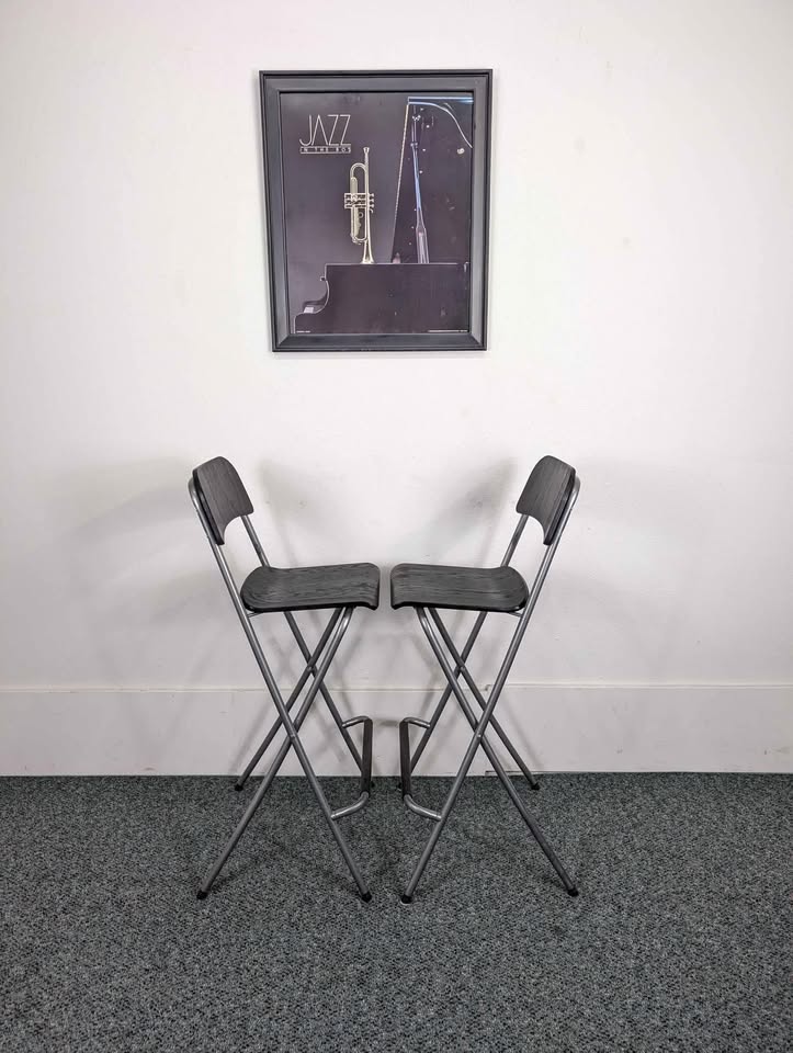 Vintage Pair of Black IKEA Franklin Folding Barstools