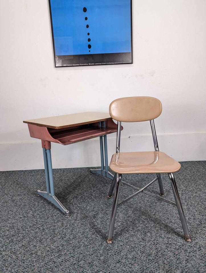 Cutest Little Pink & Blue MCM Vintage Child's Desk & Chair Set