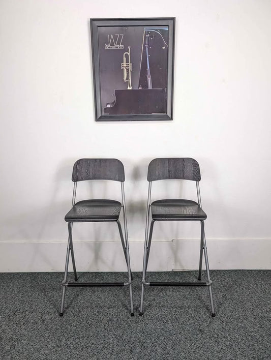Vintage Pair of Black IKEA Franklin Folding Barstools