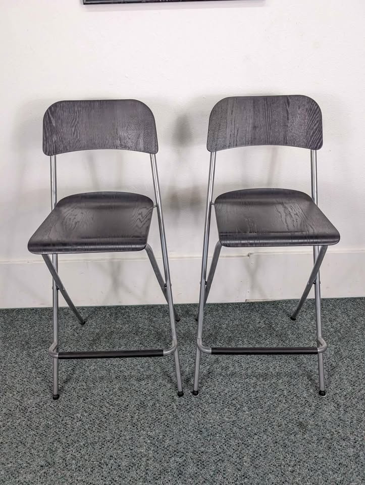 Vintage Pair of Black IKEA Franklin Folding Barstools