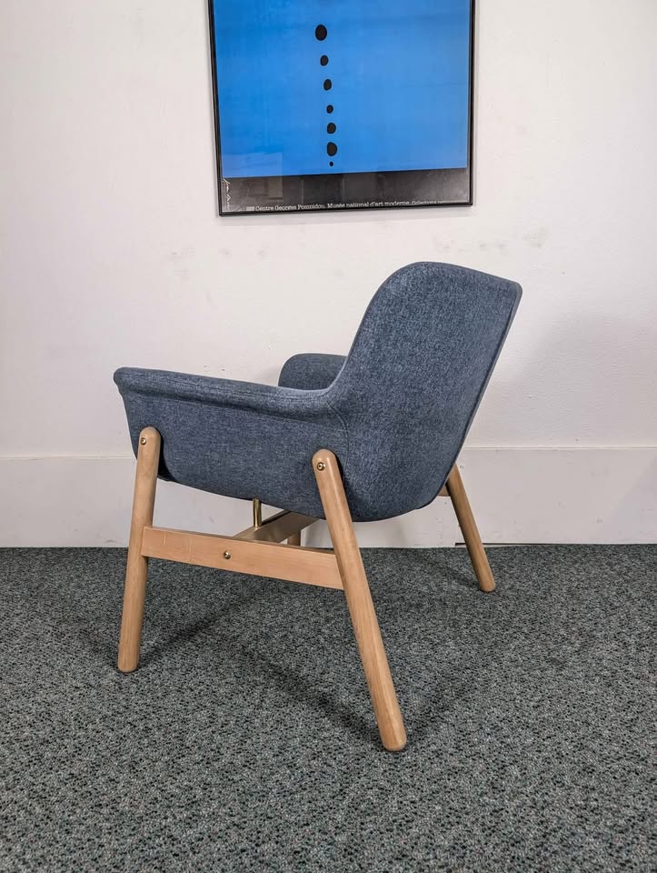 Cute MCM Style Blue Denim VEDBO Accent Lounge Chair by IKEA