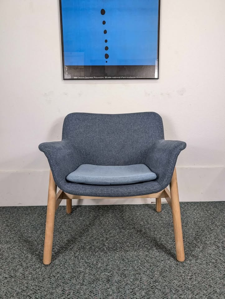 Cute MCM Style Blue Denim VEDBO Accent Lounge Chair by IKEA