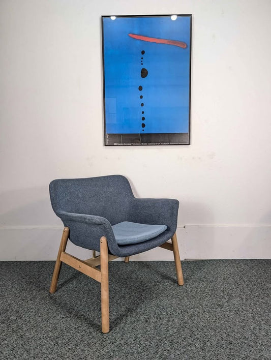 Cute MCM Style Blue Denim VEDBO Accent Lounge Chair by IKEA