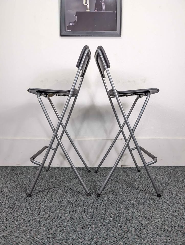 Vintage Pair of Black IKEA Franklin Folding Barstools