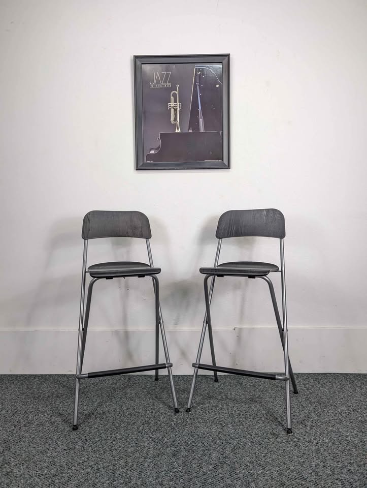 Vintage Pair of Black IKEA Franklin Folding Barstools