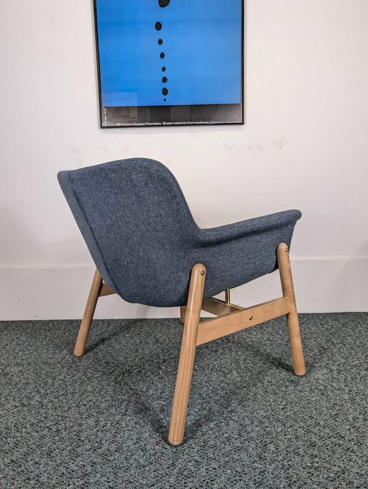 Cute MCM Style Blue Denim VEDBO Accent Lounge Chair by IKEA