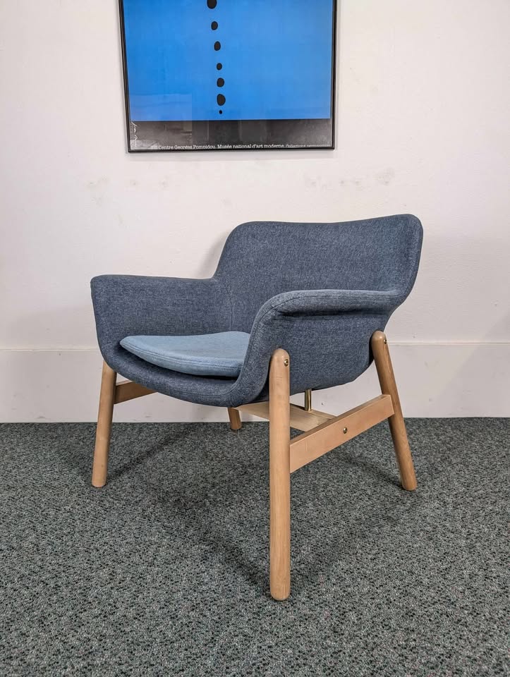 Cute MCM Style Blue Denim VEDBO Accent Lounge Chair by IKEA