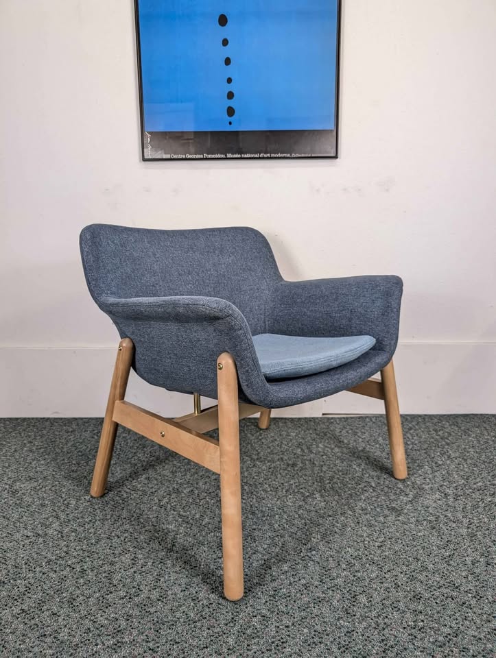 Cute MCM Style Blue Denim VEDBO Accent Lounge Chair by IKEA