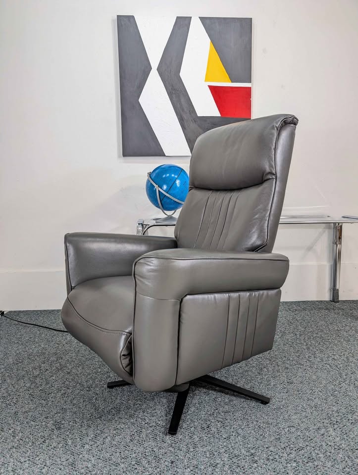 Grey Leather Zero Gravity Power Recliner by Macy's