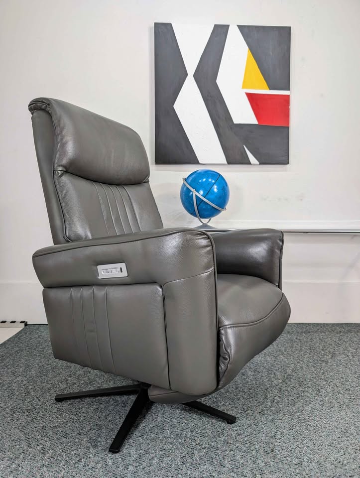Grey Leather Zero Gravity Power Recliner by Macy's