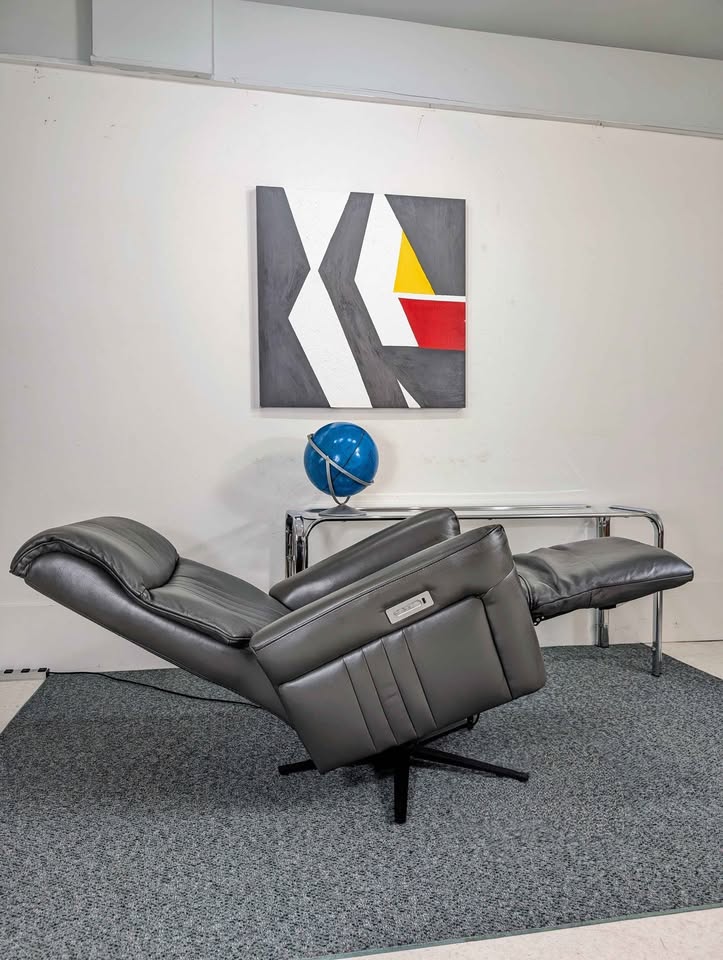 Grey Leather Zero Gravity Power Recliner by Macy's