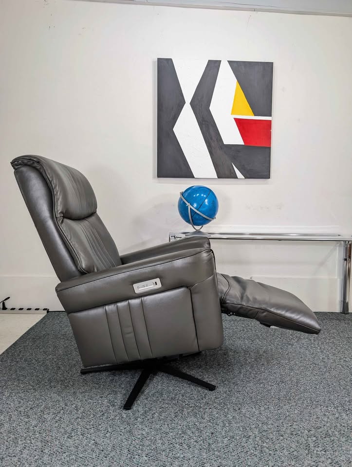 Grey Leather Zero Gravity Power Recliner by Macy's