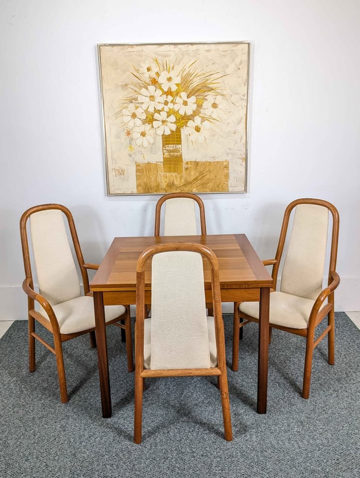 Vintage Danish Modern Teak Square / Rectangle Dining Table by Ansager Mobler