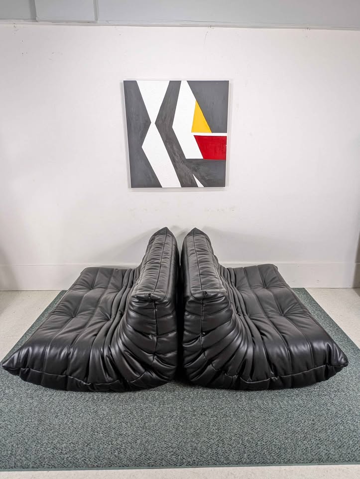 Cool MCM Style 4 Piece Black Togo Modular Lounge Couch Sofa Set