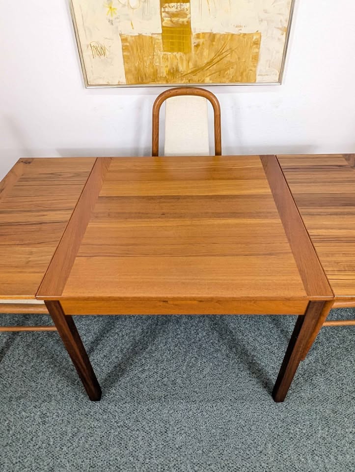 Vintage Danish Modern Teak Square / Rectangle Dining Table by Ansager Mobler