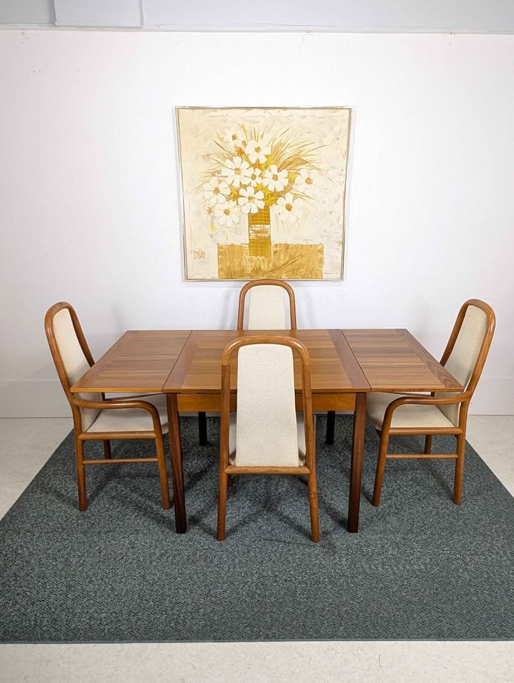 Vintage Danish Modern Teak Square / Rectangle Dining Table by Ansager Mobler
