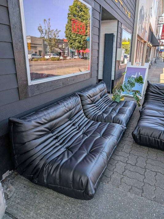 Cool MCM Style 4 Piece Black Togo Modular Lounge Couch Sofa Set