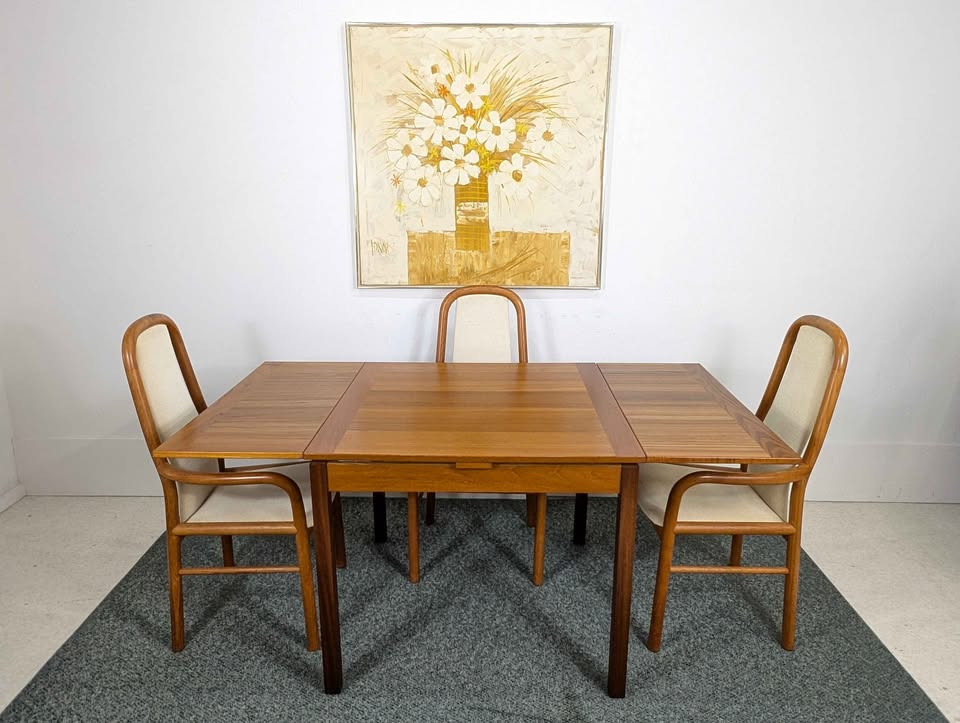 Vintage Danish Modern Teak Square / Rectangle Dining Table by Ansager Mobler