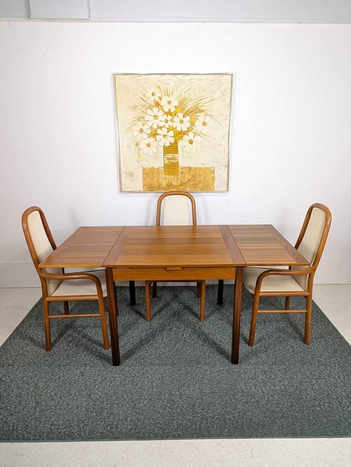 Vintage Danish Modern Teak Square / Rectangle Dining Table by Ansager Mobler