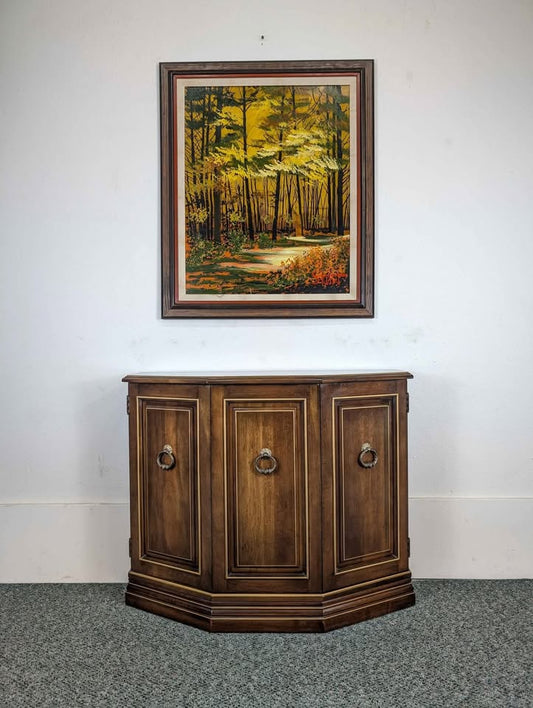 Mid Century Vintage Slim Walnut Entry Storage Table by Jasper Cabinet Co