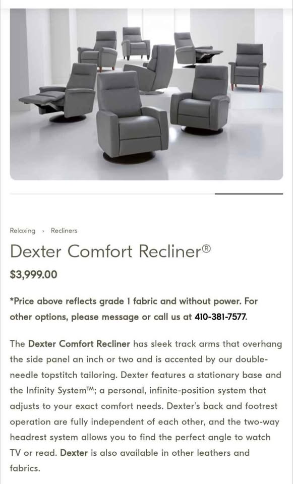 Beautiful Pair of Powered Leather Recliners by American Leather