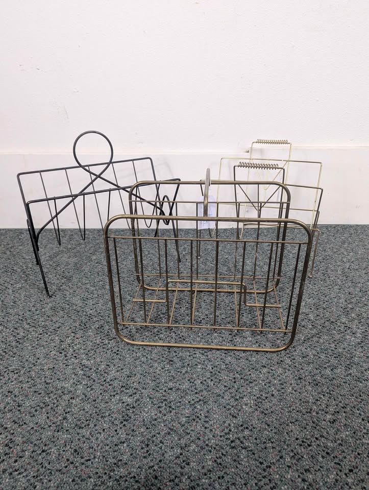 Various Vintage Brass or Black Vinyl, Magazine, Book Rack