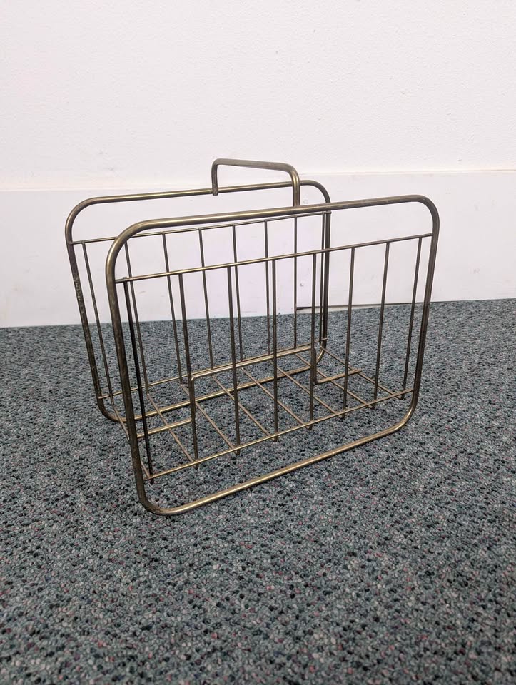 Various Vintage Brass or Black Vinyl, Magazine, Book Rack