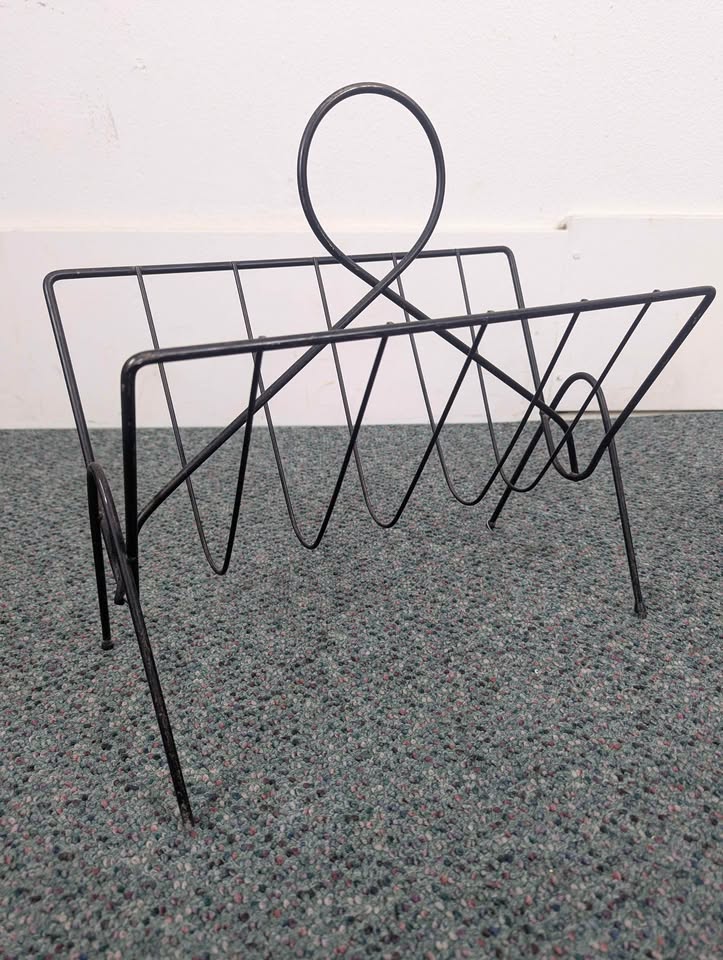 Various Vintage Brass or Black Vinyl, Magazine, Book Rack