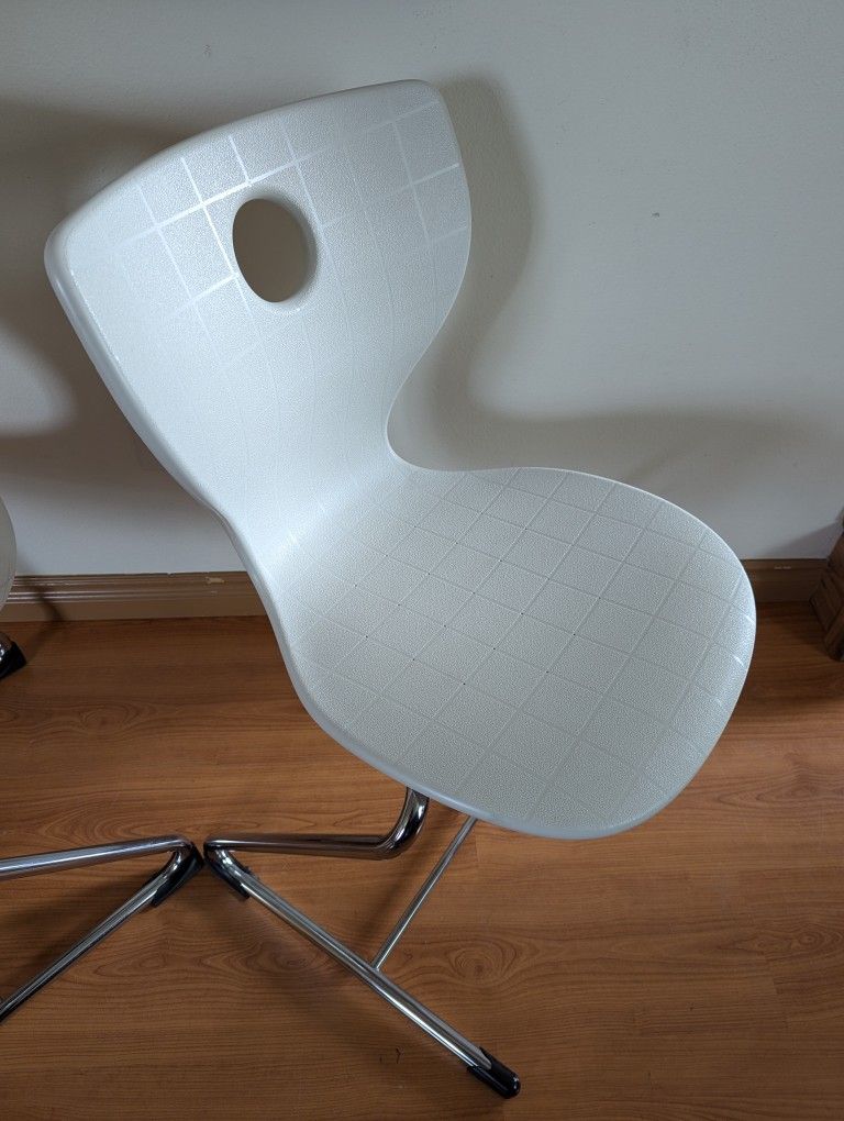 Verner Panton PantoSwing Lupo Pair of White & Chrome Desk Chairs