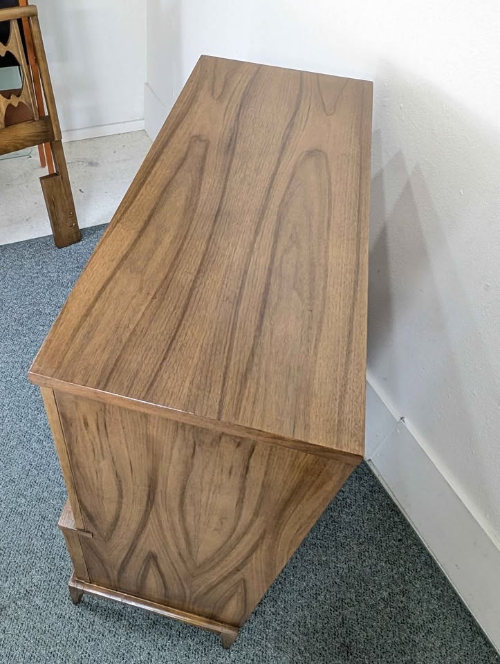 Mid Century Modern Vintage 8 Drawer Walnut Highboy