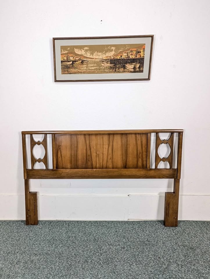 Mid Century Modern Vintage Walnut Queen Headboard