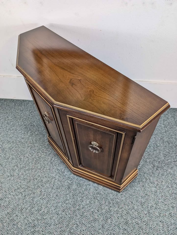 Mid Century Vintage Slim Walnut Entry Storage Table by Jasper Cabinet Co