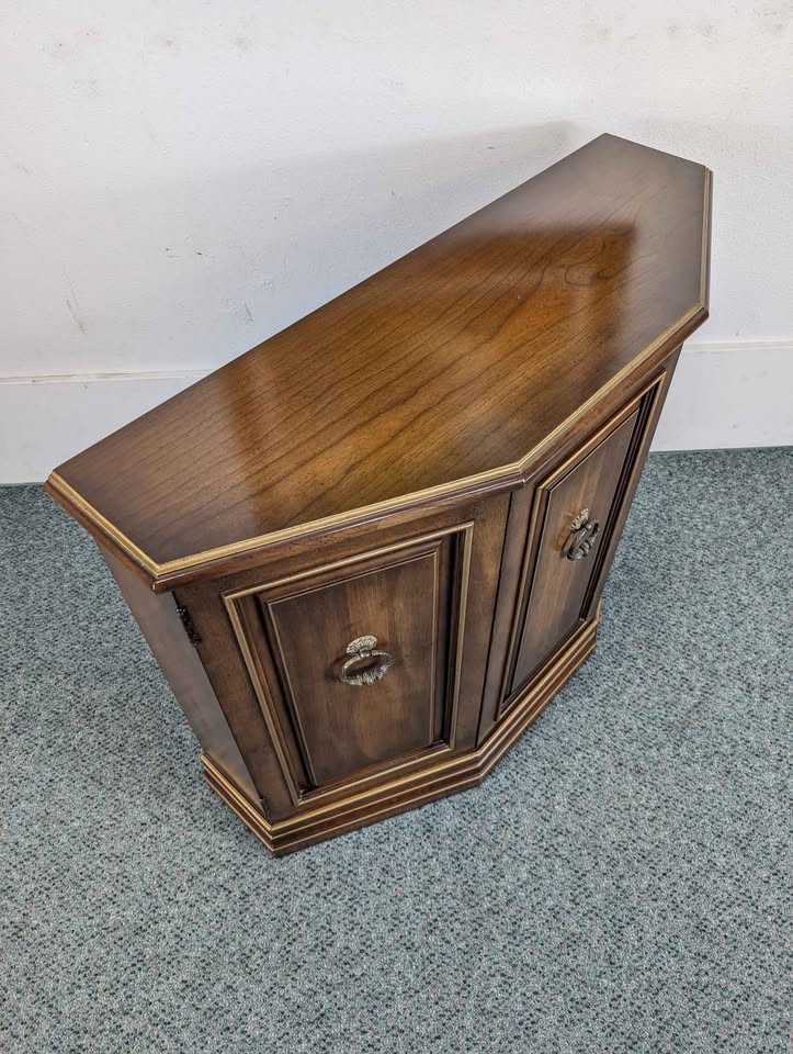 Mid Century Vintage Slim Walnut Entry Storage Table by Jasper Cabinet Co