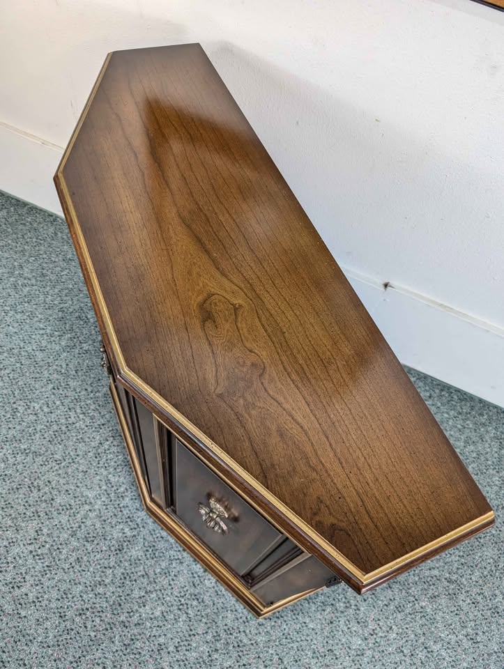 Mid Century Vintage Slim Walnut Entry Storage Table by Jasper Cabinet Co