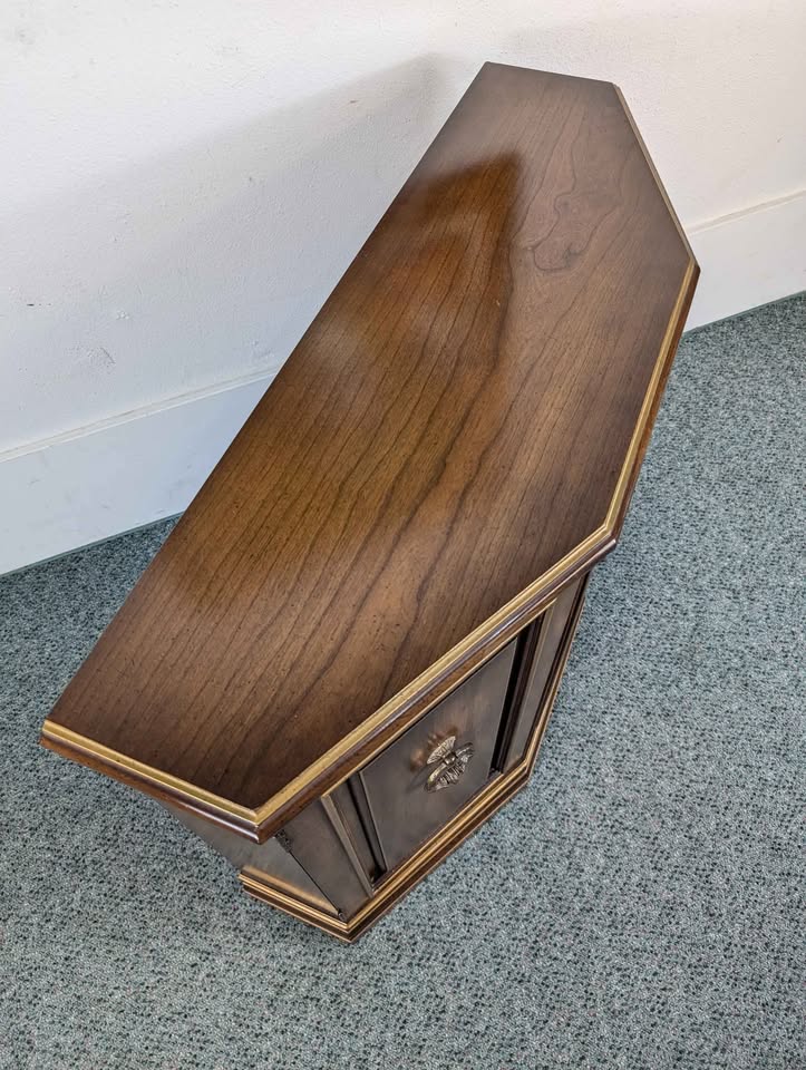 Mid Century Vintage Slim Walnut Entry Storage Table by Jasper Cabinet Co