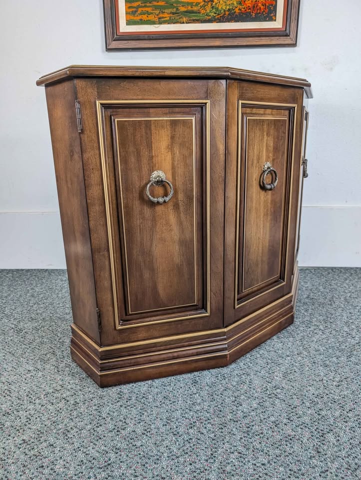 Mid Century Vintage Slim Walnut Entry Storage Table by Jasper Cabinet Co