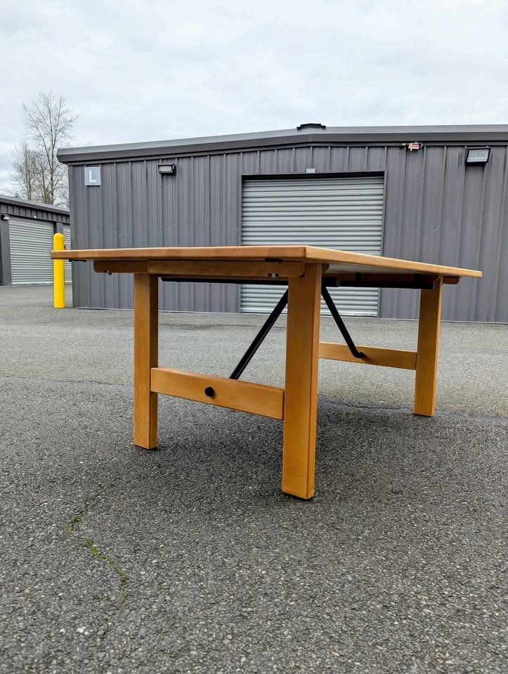 Stunning Danish Modern Large Beechwood Dining Table by Haslev