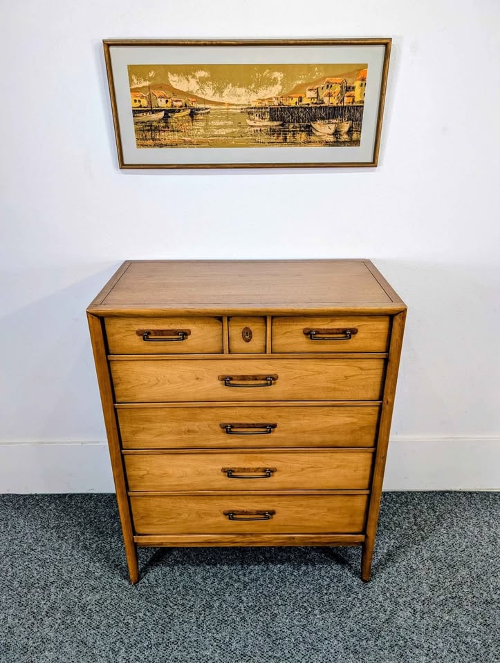 MCM 5 Drawer Walnut Meridian Collection Highboy by Drexel