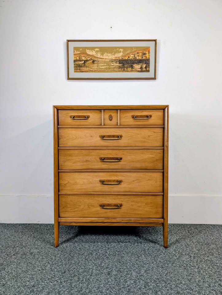 MCM 5 Drawer Walnut Meridian Collection Highboy by Drexel