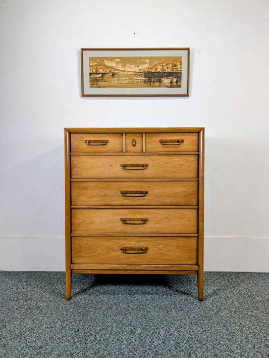 MCM 5 Drawer Walnut Meridian Collection Highboy by Drexel