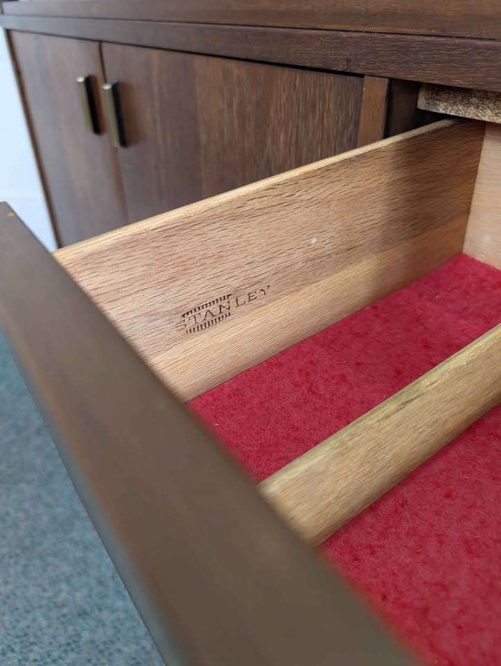 MCM Large Walnut China Cabinet by Stanley