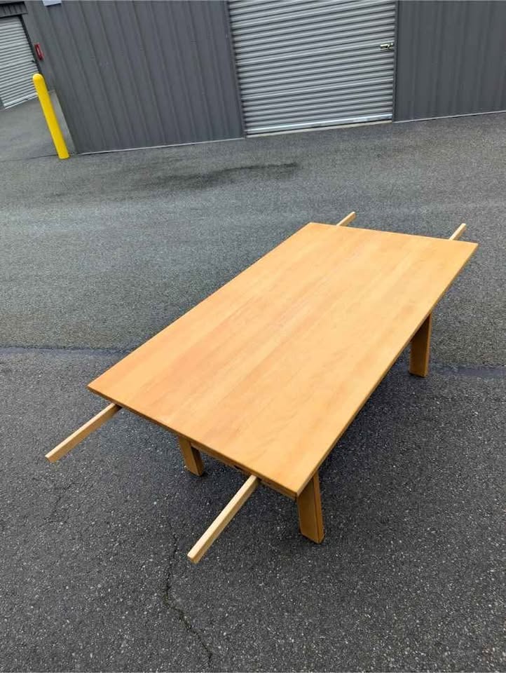 Stunning Danish Modern Large Beechwood Dining Table by Haslev