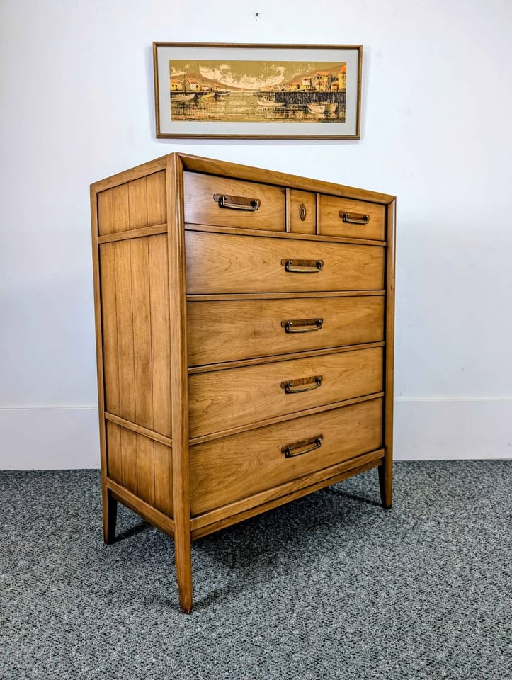 MCM 5 Drawer Walnut Meridian Collection Highboy by Drexel