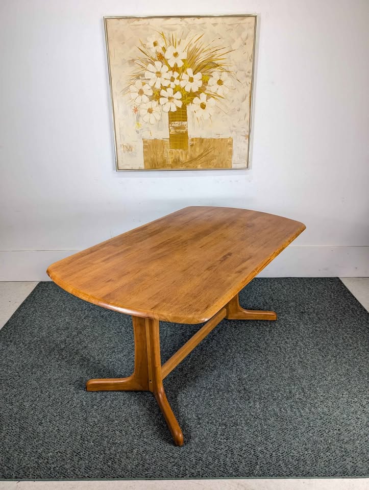 Danish Modern Solid Teak Dining Table