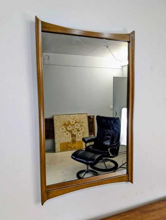 Vintage Scandinavian MCM Walnut Framed Wall Mirror