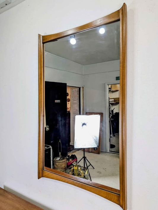 Vintage Scandinavian MCM Walnut Framed Wall Mirror