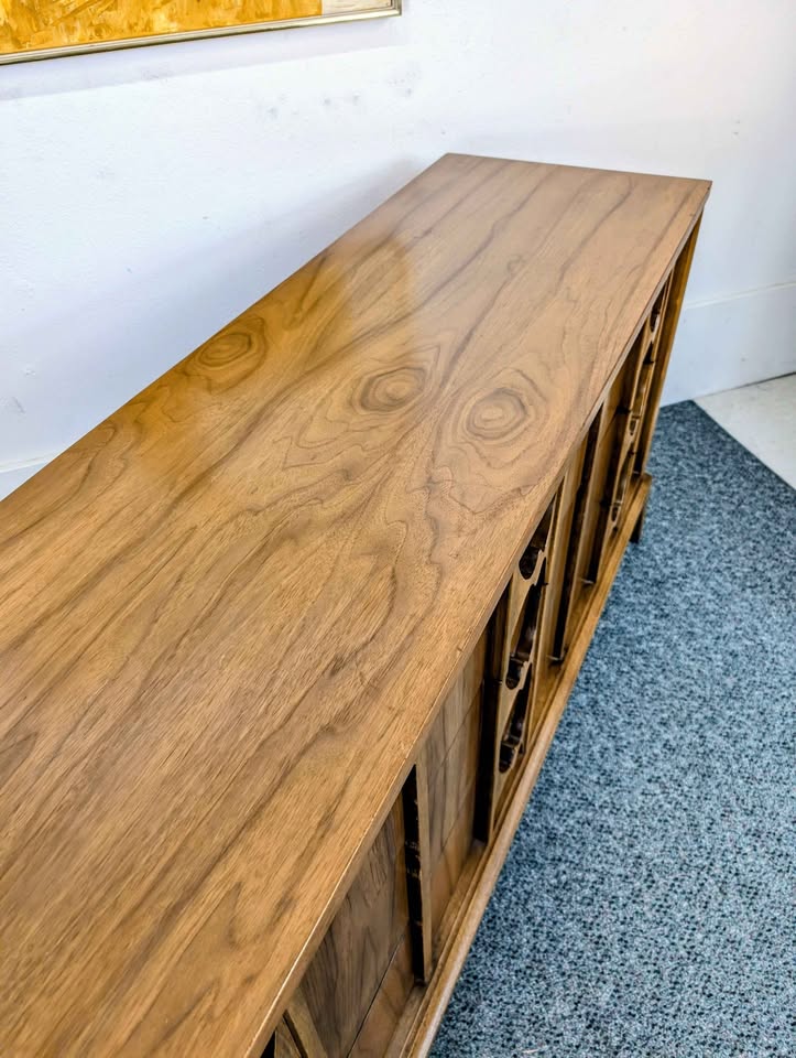 Stunning Scandinavian 9 Drawer Walnut Lowboy Dresser