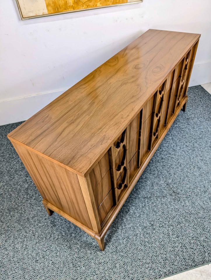 Stunning Scandinavian 9 Drawer Walnut Lowboy Dresser